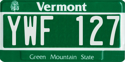 VT license plate YWF127