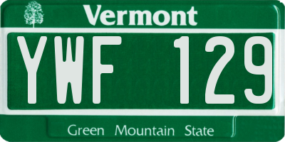VT license plate YWF129