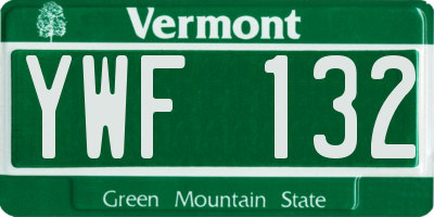 VT license plate YWF132