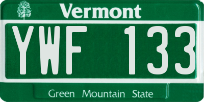VT license plate YWF133