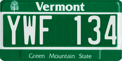 VT license plate YWF134