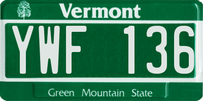 VT license plate YWF136