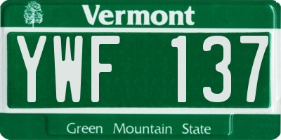 VT license plate YWF137