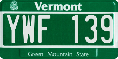 VT license plate YWF139