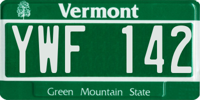 VT license plate YWF142