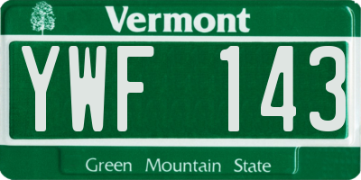 VT license plate YWF143