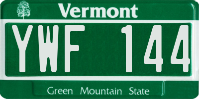 VT license plate YWF144