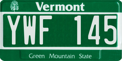 VT license plate YWF145