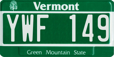 VT license plate YWF149