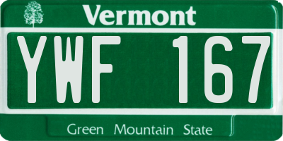 VT license plate YWF167