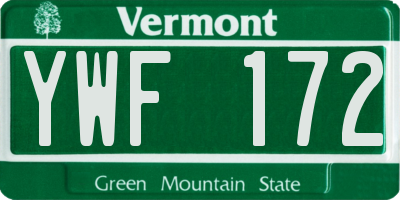 VT license plate YWF172