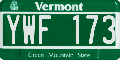 VT license plate YWF173