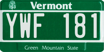 VT license plate YWF181