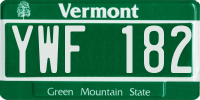 VT license plate YWF182