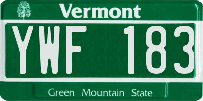VT license plate YWF183