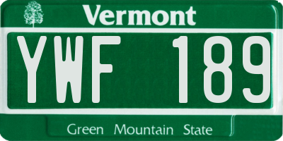 VT license plate YWF189