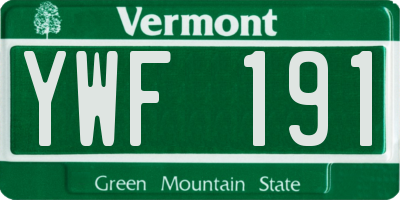 VT license plate YWF191