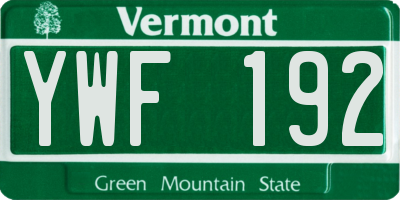 VT license plate YWF192