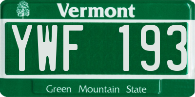 VT license plate YWF193