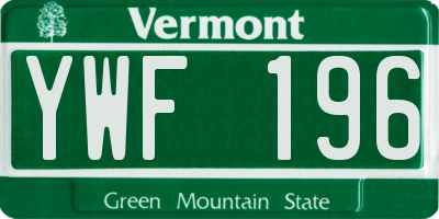 VT license plate YWF196