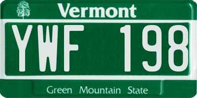 VT license plate YWF198
