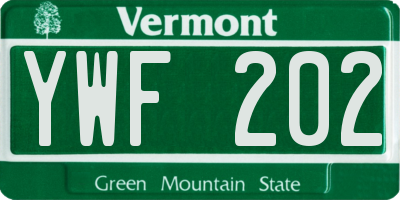 VT license plate YWF202