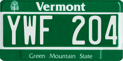 VT license plate YWF204