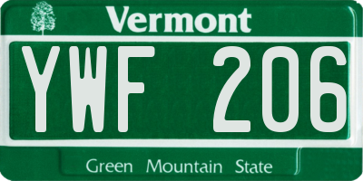 VT license plate YWF206