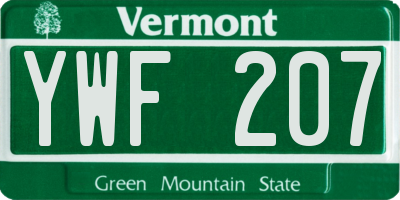 VT license plate YWF207