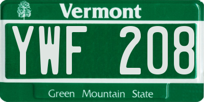 VT license plate YWF208