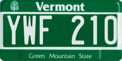 VT license plate YWF210