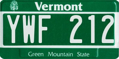 VT license plate YWF212