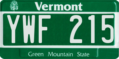 VT license plate YWF215