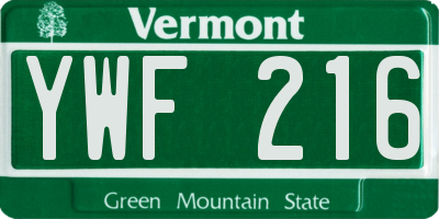 VT license plate YWF216