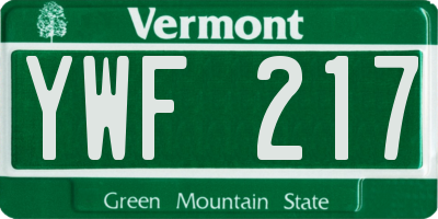 VT license plate YWF217
