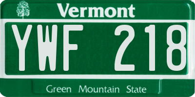 VT license plate YWF218