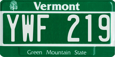 VT license plate YWF219