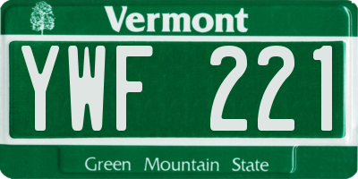 VT license plate YWF221