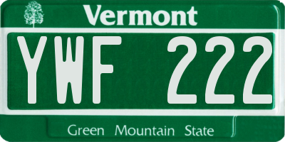 VT license plate YWF222