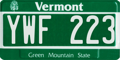 VT license plate YWF223