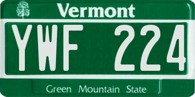 VT license plate YWF224
