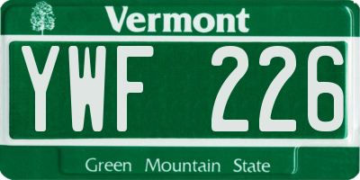 VT license plate YWF226