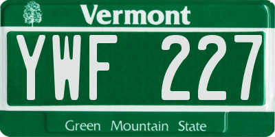 VT license plate YWF227
