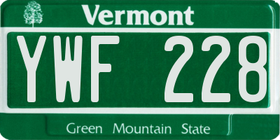VT license plate YWF228