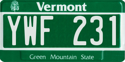 VT license plate YWF231