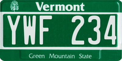VT license plate YWF234