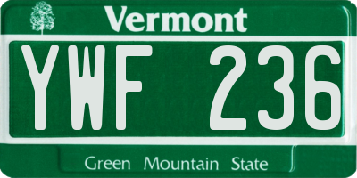 VT license plate YWF236