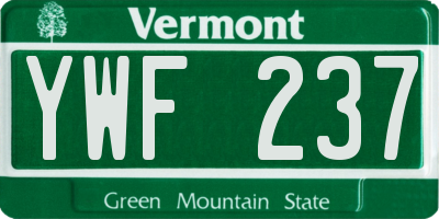 VT license plate YWF237