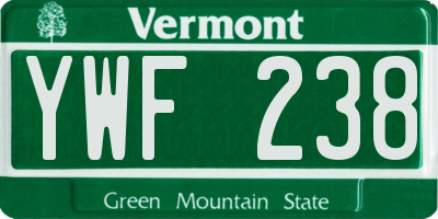 VT license plate YWF238