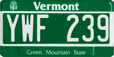 VT license plate YWF239